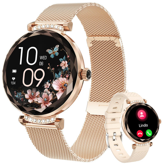 Smart Watches for Women 1.19" HD Fitness Tracker Watch with Blood Pressure/Heart Rate Monitor Bluetooth 5.2 Answer/Make Calls Smart Watch for Android/iOS Phones IP68 Waterproof Fitness Watch